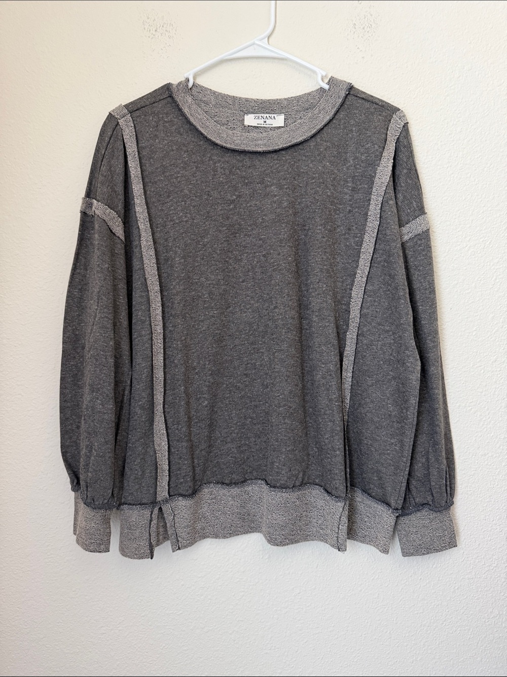 Zenana Exposed Seam Sweatshirt